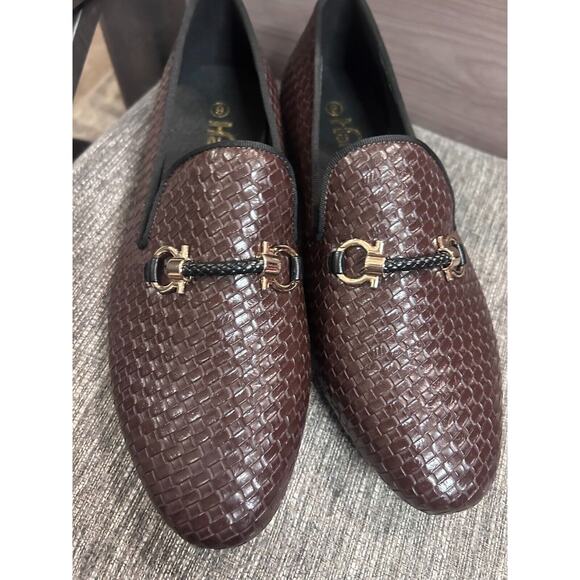 Harpelunde Men Handmade Dress Shoes Buckle Strap Woven Leather Loafers 8.5 main image 6